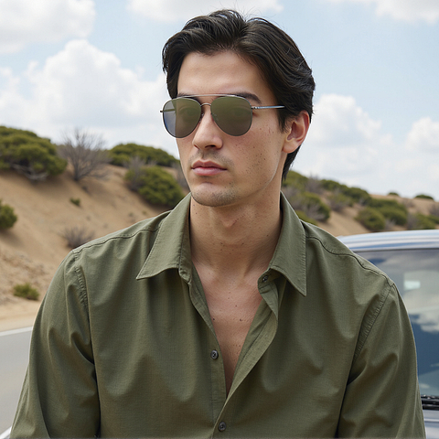 Vincent Chase Light Gunmetal Full Rim Aviator left side