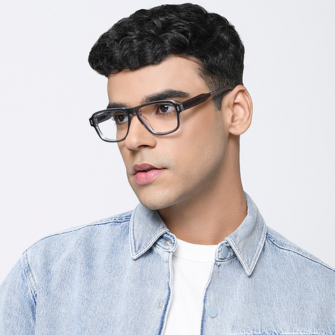 Vincent Chase Gray Transparent Full Rim Geometric left side