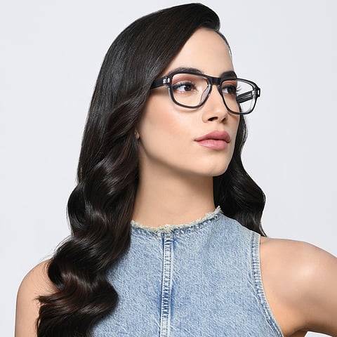 Vincent Chase Gray Transparent Full Rim Geometric left side
