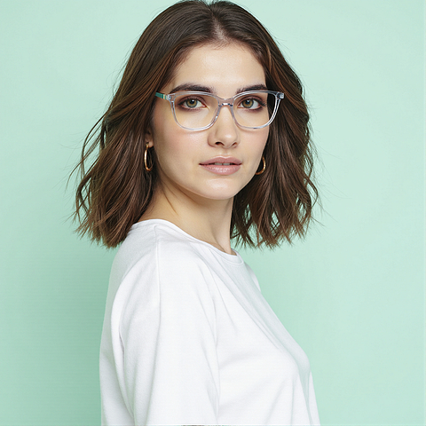 Vincent Chase Gray Transparent Full Rim Cat Eye left side