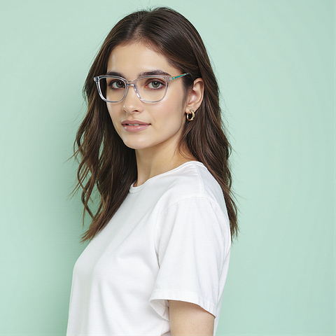 Vincent Chase Gray Transparent Full Rim Cat Eye right side