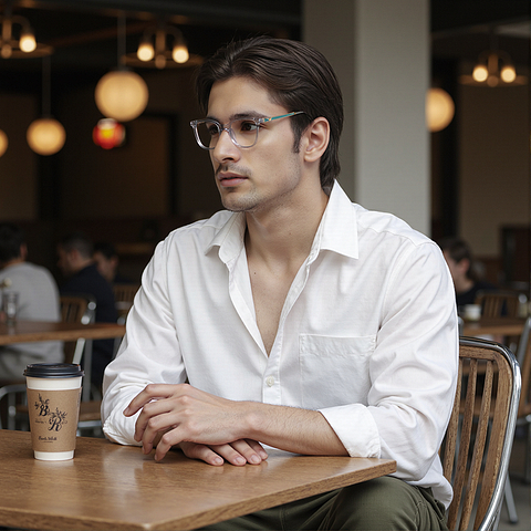 Vincent Chase Gray Transparent Full Rim Cat Eye right side