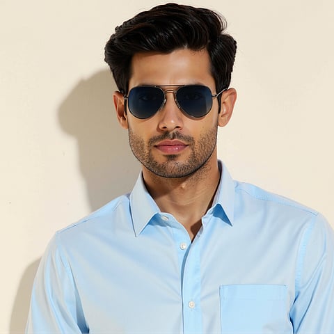 Vincent Chase Polarized Mid Gunmetal Full Rim Aviator left side