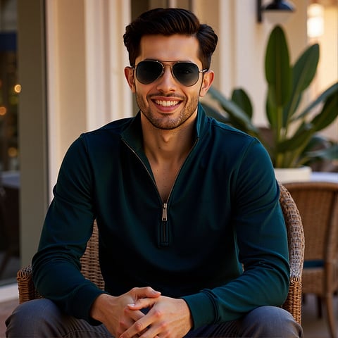 Vincent Chase Polarized Mid Gunmetal Full Rim Aviator left side