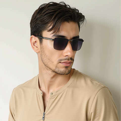 Buy Gunmetal Black Full Rim Rectangle Square Vincent Chase The