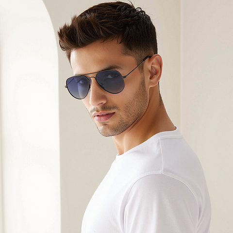 Vincent Chase Polarized Mid Gunmetal Full Rim Aviator left side