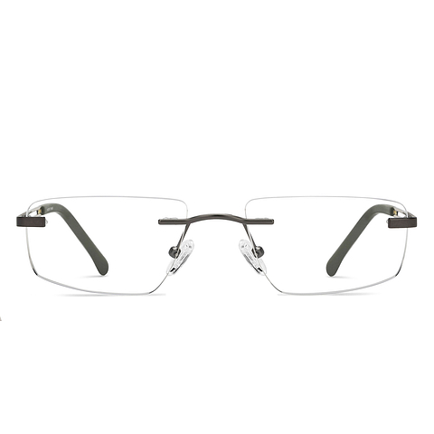 Vincent Chase Online Mid Gunmetal Rimless Rectangle left side