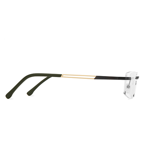 Vincent Chase Online Mid Gunmetal Rimless Rectangle left side