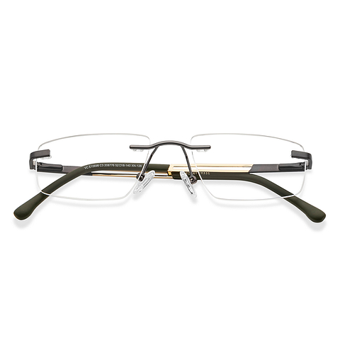 Vincent Chase Online Mid Gunmetal Rimless Rectangle left side