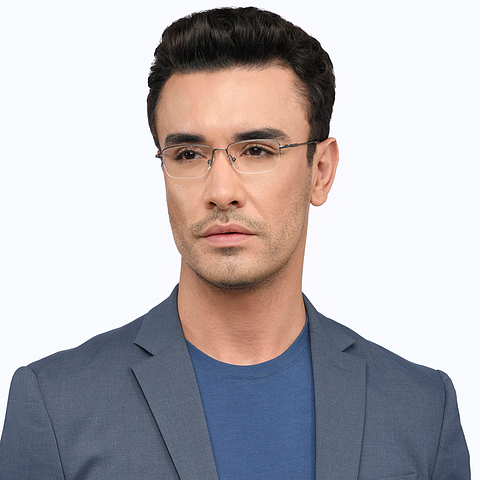 Vincent Chase Online Mid Gunmetal Half Rim Rectangle left side