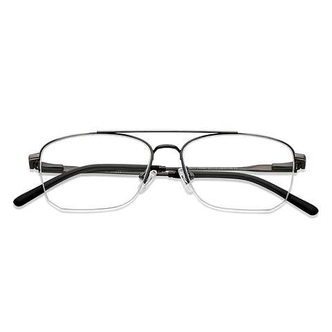 Vincent Chase Online Mid Gunmetal Half Rim Square left side