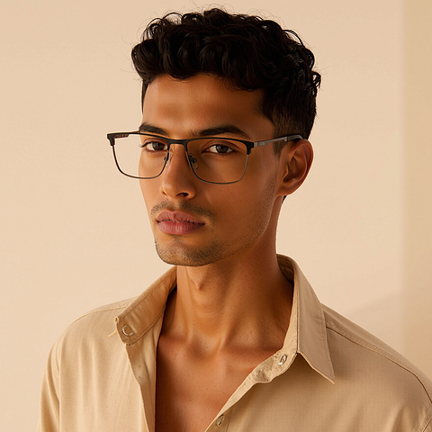 Vincent Chase Black Full Rim Rectangle left side
