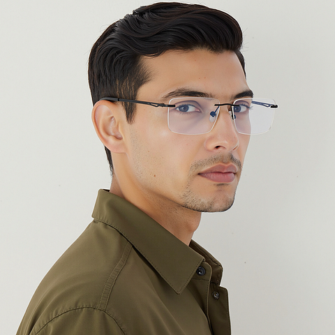 Vincent Chase MATTE BLACK Rimless Rectangle right side