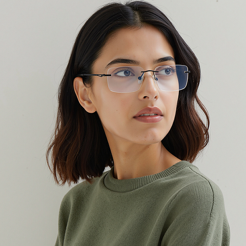 Vincent Chase MATTE BLACK Rimless Rectangle left side