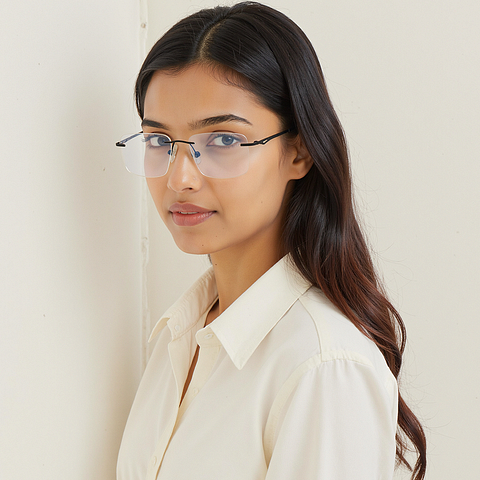 Vincent Chase MATTE BLACK Rimless Rectangle right side