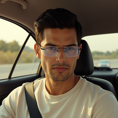 Vincent Chase MATTE BLACK Rimless Rectangle left side