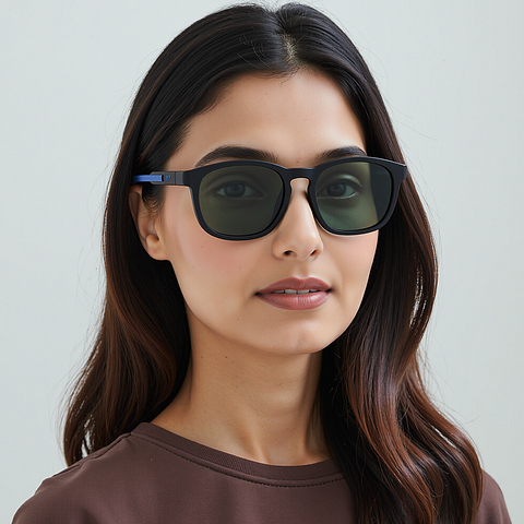 Buy Matte Black Sky Blue Green Solid Full Rim Square Vincent