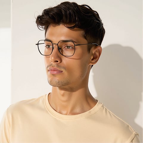 Buy Matte Gunmetal Grey Full Rim Geometric Vincent Chase