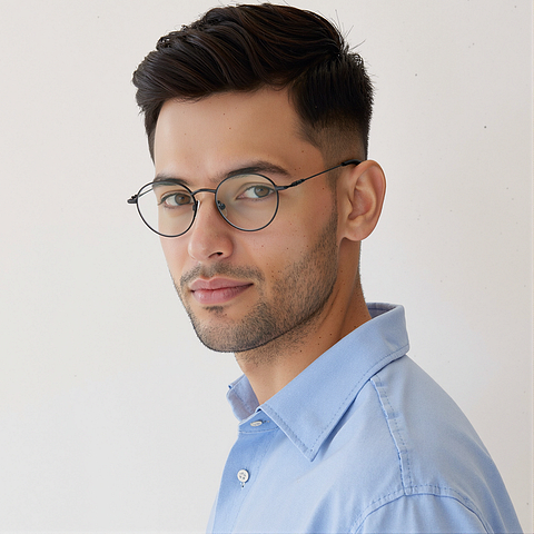 Vincent Chase Mid Gunmetal Full Rim Round left side Vincent Chase Mid Gunmetal Full Rim Round left side