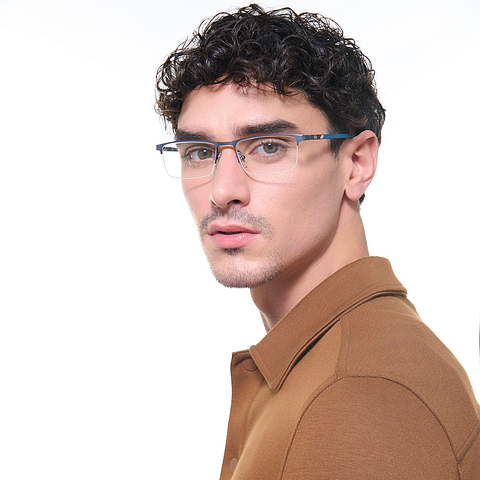 Vincent Chase Navy Blue Half Rim Rectangle left side