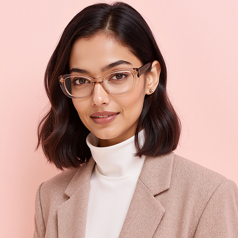Vincent Chase Orange Transparent Full Rim Cat Eye left side