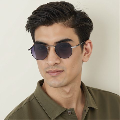 Vincent Chase Polarized Silver Full Rim Round left side