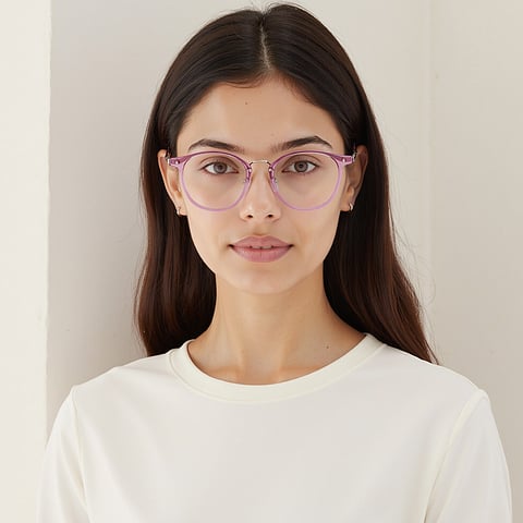 Vincent Chase Pink Transparent Full Rim Round left side