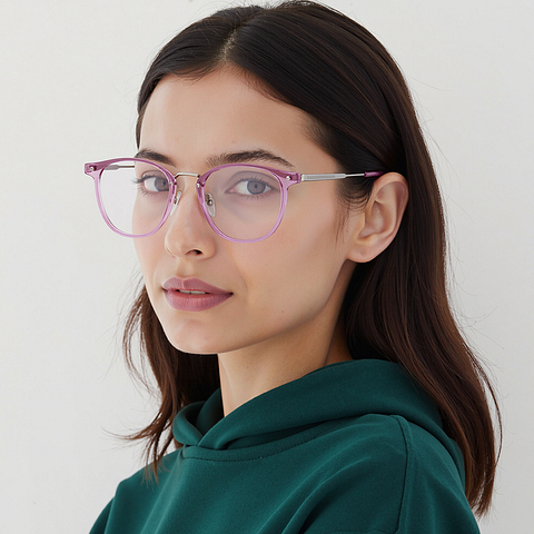 Vincent Chase Pink Transparent Full Rim Round right side