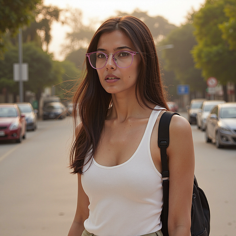 Vincent Chase Pink Transparent Full Rim Round left side