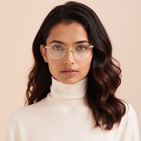 Vincent Chase Rose Gold Rimless Cat Eye left side Vincent Chase Rose Gold Rimless Cat Eye left side