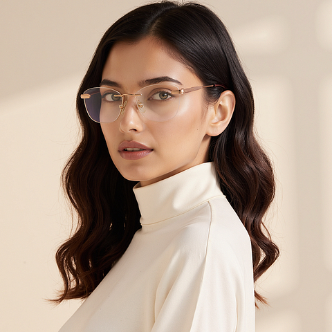 Vincent Chase Rose Gold Rimless Cat Eye right side Vincent Chase Rose Gold Rimless Cat Eye right side