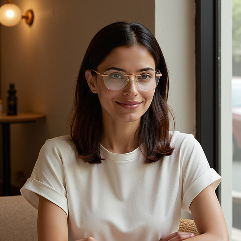 Vincent Chase Rose Gold Rimless Cat Eye right side Vincent Chase Rose Gold Rimless Cat Eye right side