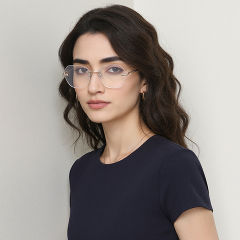 Vincent Chase Online Rose Gold Rimless Round left side