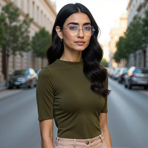 Vincent Chase Online Rose Gold Rimless Round right side