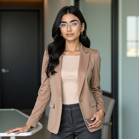 Vincent Chase Online Rose Gold Rimless Round left side