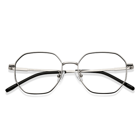 Vincent Chase Silver Black Full Rim Hexagonal left side