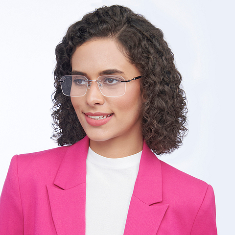 Vincent Chase Online Silver Rimless Geometric left side