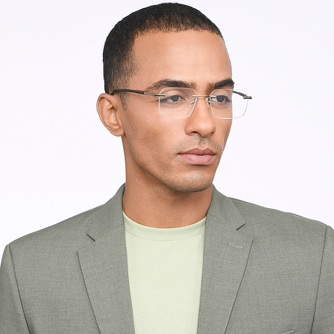 Vincent Chase Silver Rimless Geometric right side