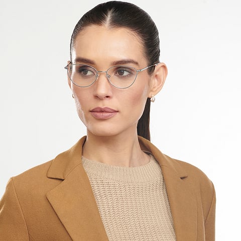 Vincent Chase Online Silver Full Rim Cat Eye left side
