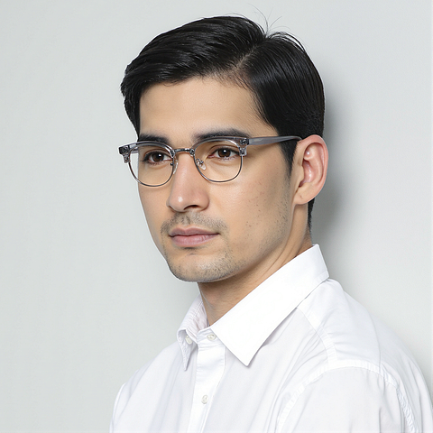 Vincent Chase Gray Transparent Full Rim Round left side