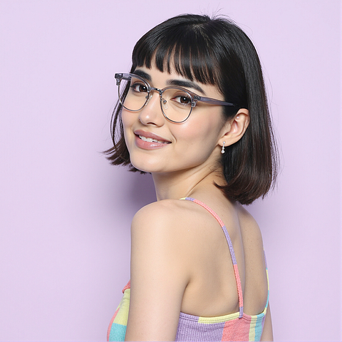Vincent Chase Gray Transparent Full Rim Round left side