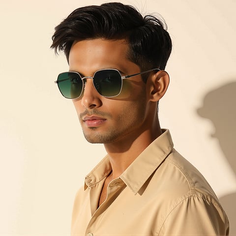 Vincent Chase Silver Full Rim Geometric left side