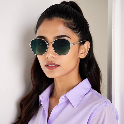 Vincent Chase Silver Full Rim Geometric left side