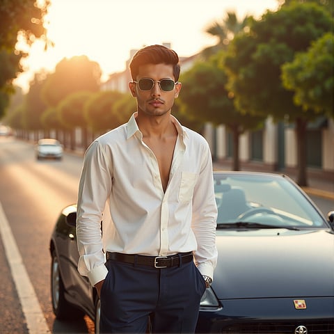 Vincent Chase Silver Full Rim Geometric left side