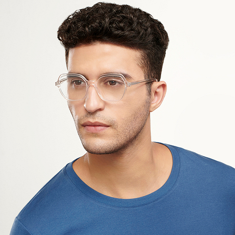 Vincent Chase Screen Glasses Crystal Transparent Full Rim Geometric left side
