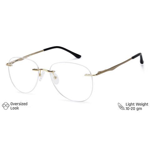 Vincent Chase Online Golden Rimless Aviator right side