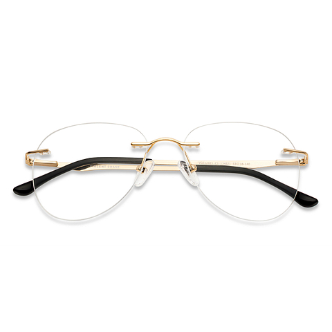 Vincent Chase Online Golden Rimless Aviator left side