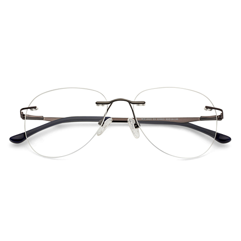 Vincent Chase Online Gunmetal Rimless Aviator left side