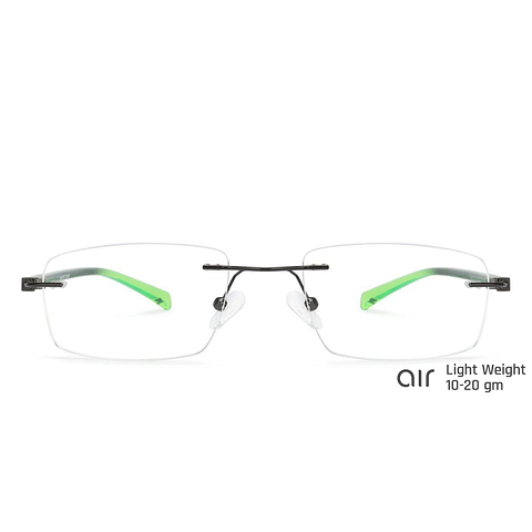 Lenskart Air Online Mid Gunmetal Rimless Rectangle left side