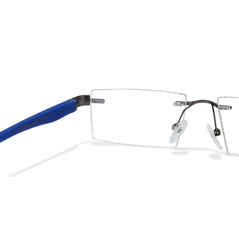 Buy Gunmetal Blue Black Rimless Rectangle Lenskart Air Essentials